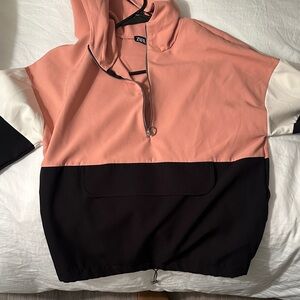 Zara Women's Pink and Black Hoodie